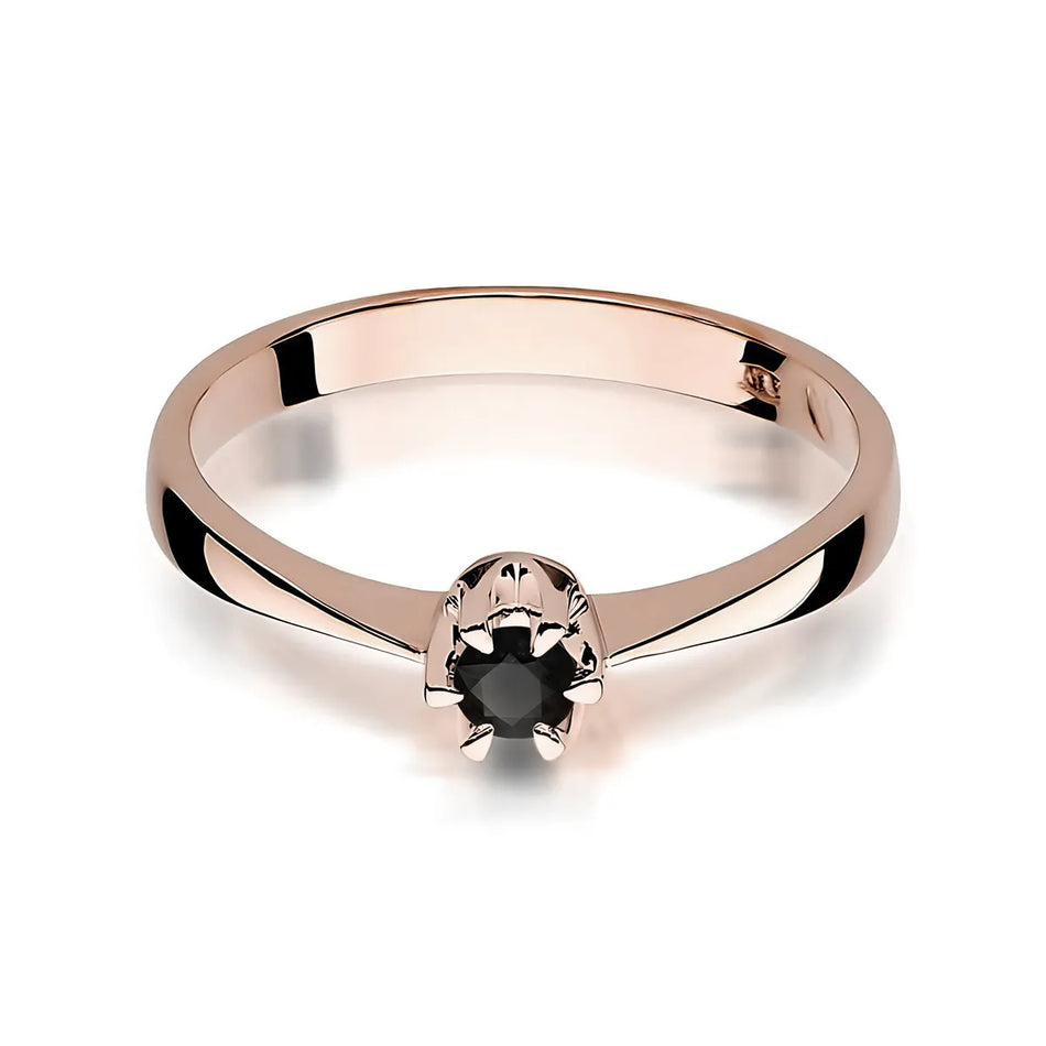 Gold Ring with 0.12ct Black diamond