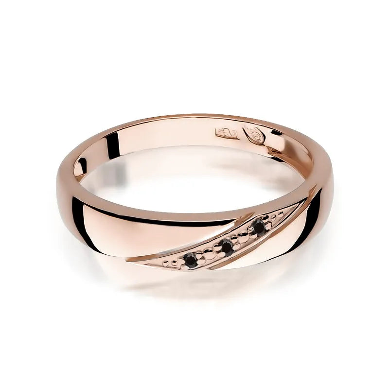 Zlatý prsten s 0,015ct černými diamanty