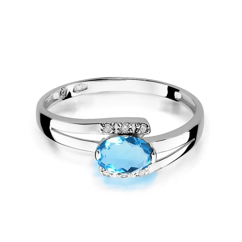 Zlatý prsten s topazem 0,50 ct a diamanty 0,052 ct