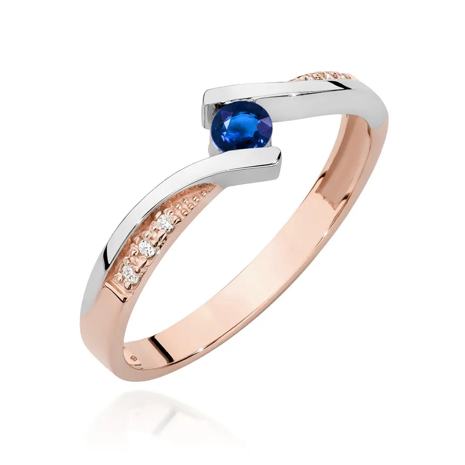 Gold Ring with 0.15ct Sapphire and 0.03ct Diamonds