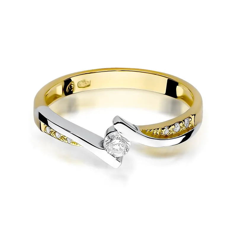 Goldring mit 0,13 ct und 0,03 ct Diamanten