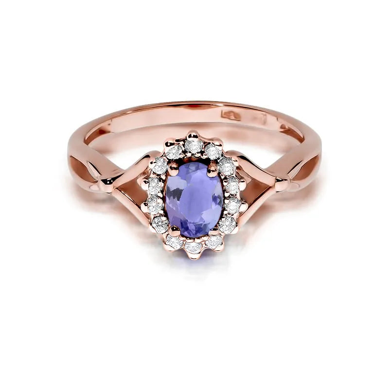 Zlatý prsten s 0,40ct tanzanitem a 0,12ct diamanty