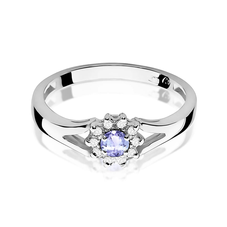 Zlatý prsten s 0,15ct tanzanitem a 0,086ct diamanty