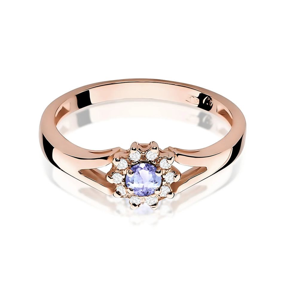 Zlatý prsten s 0,15ct tanzanitem a 0,086ct diamanty
