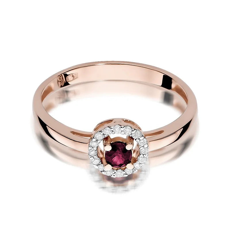 Gold Ring with 0.15ct Ruby and 0.08ct Diamonds