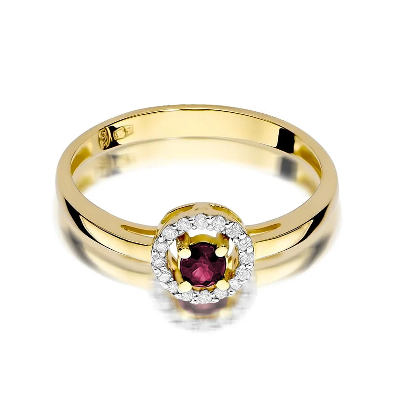 Gold Ring with 0.15ct Ruby and 0.08ct Diamonds