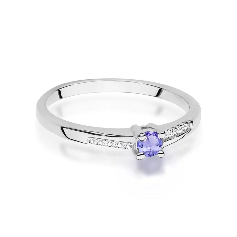 Zlatý prsten s 0,15ct tanzanitem a 0,04ct diamanty