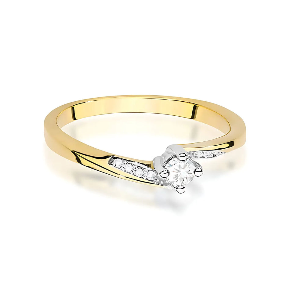 Gold Ring with 0.10ct and 0.04ct Diamonds