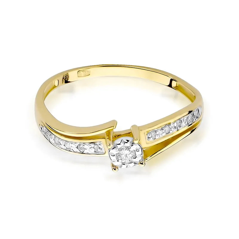 Goldring mit 0,05 ct und 0,05 ct Diamanten