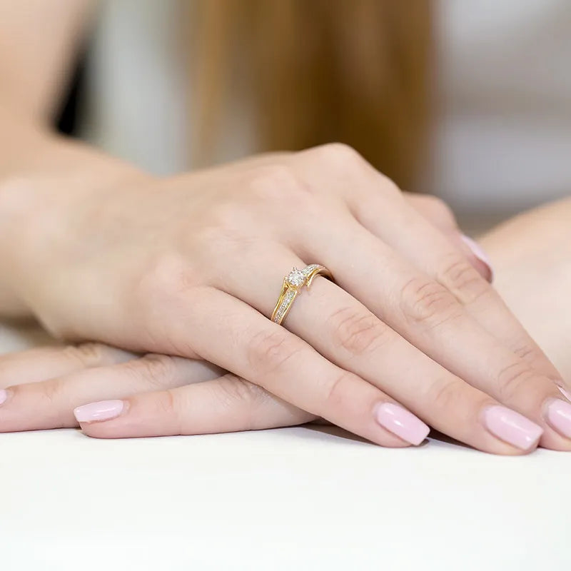 Gold Ring with 0.05ct and 0.05ct Diamonds
