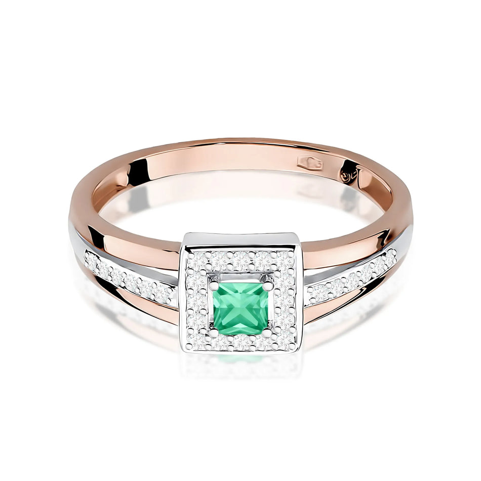 Gold Ring with 0.15ct Emerald and 0.14ct Diamonds