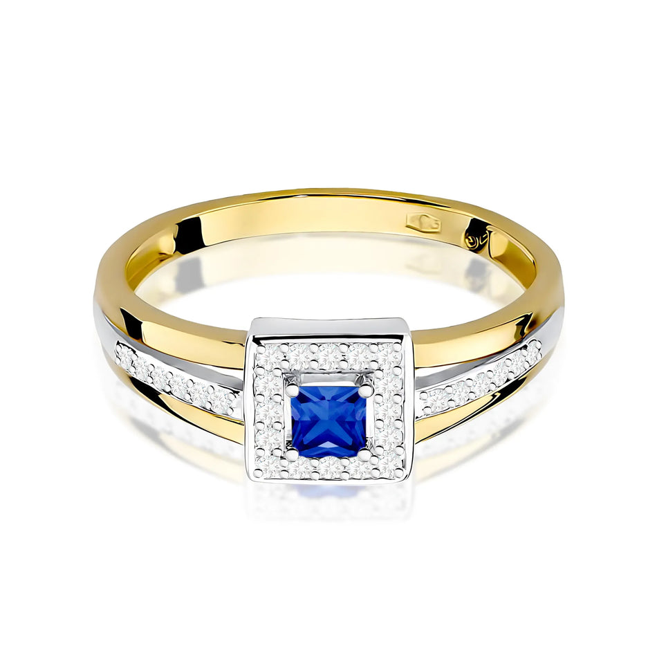 Goldring mit 0,20 ct Saphir und 0,14 ct Diamanten