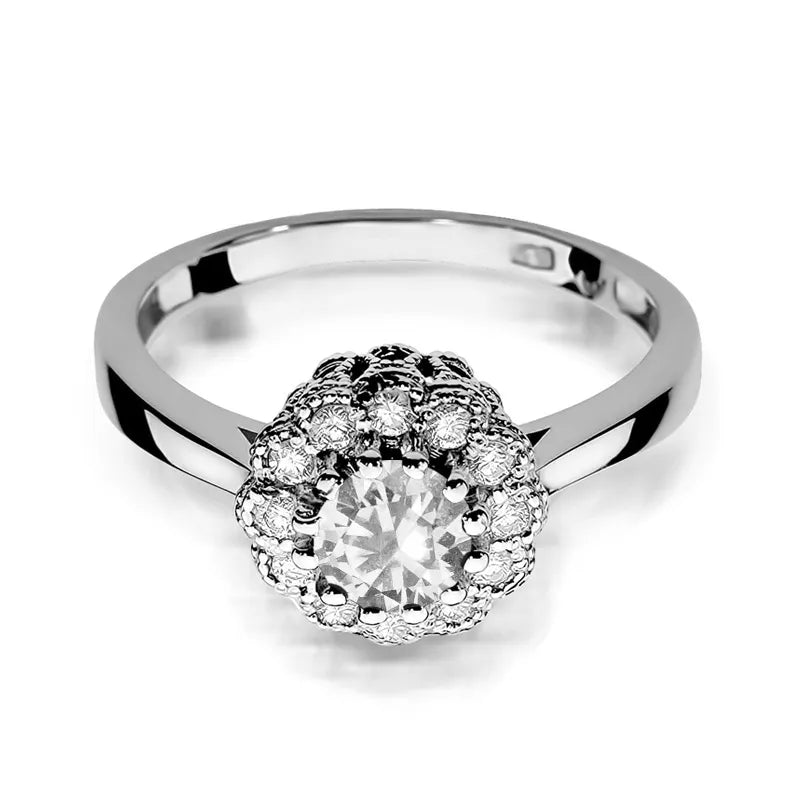 Goldring mit 0,60 ct weißem Saphir und 0,174 ct Diamanten