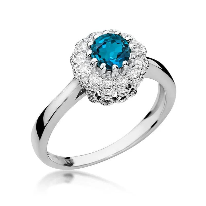 Zlatý prsten s 0,50ct topazem London Blue a 0,174ct diamanty