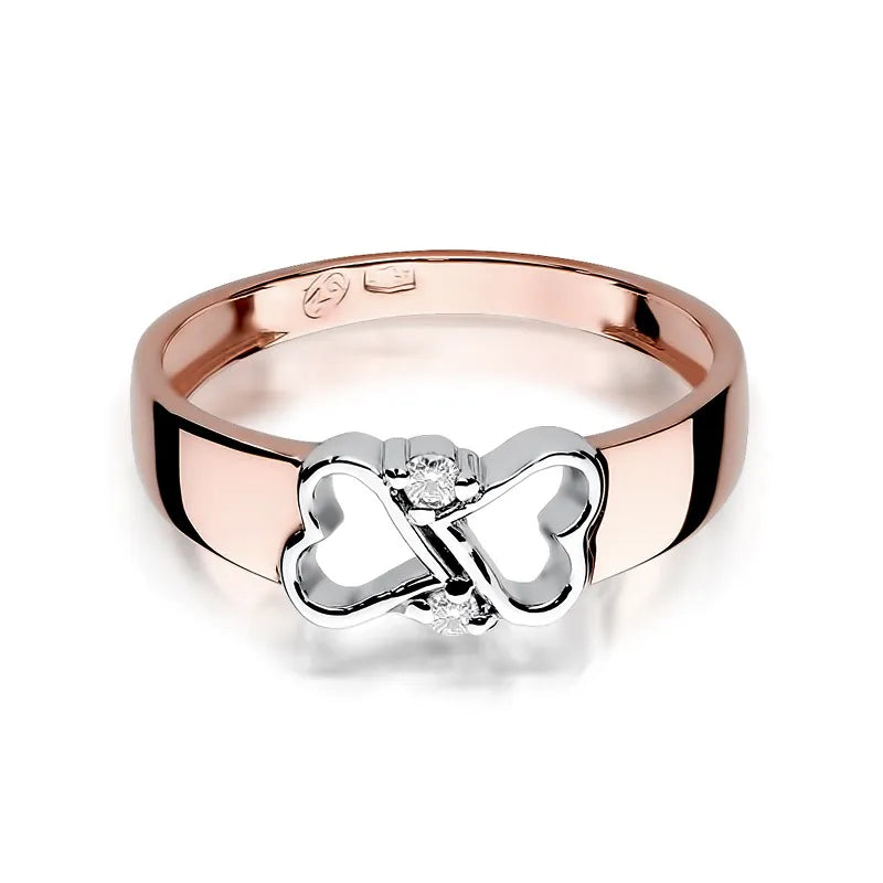 Zlatý prsten s diamanty 0,04 ct