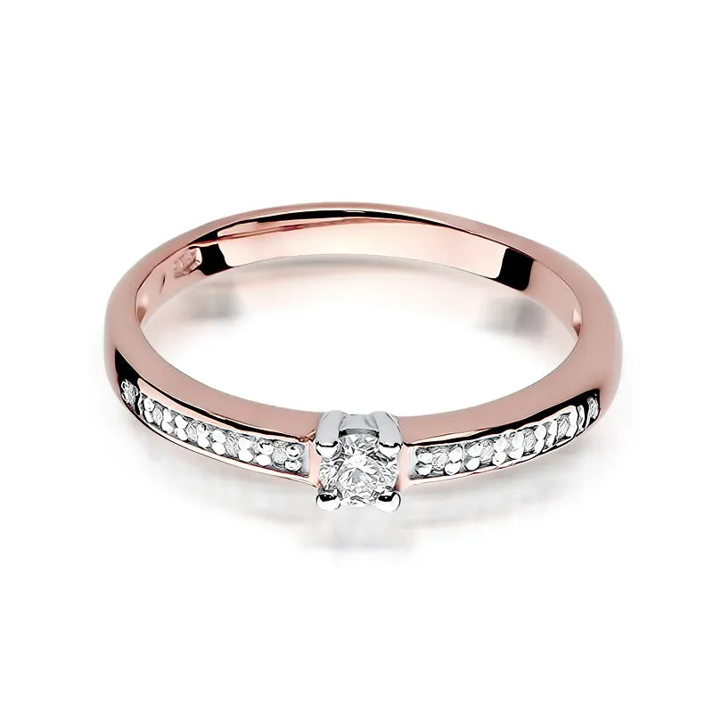 Goldring mit 0,08 ct und 0,05 ct Diamanten