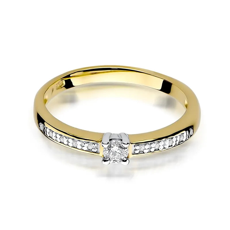 Goldring mit 0,08 ct und 0,05 ct Diamanten