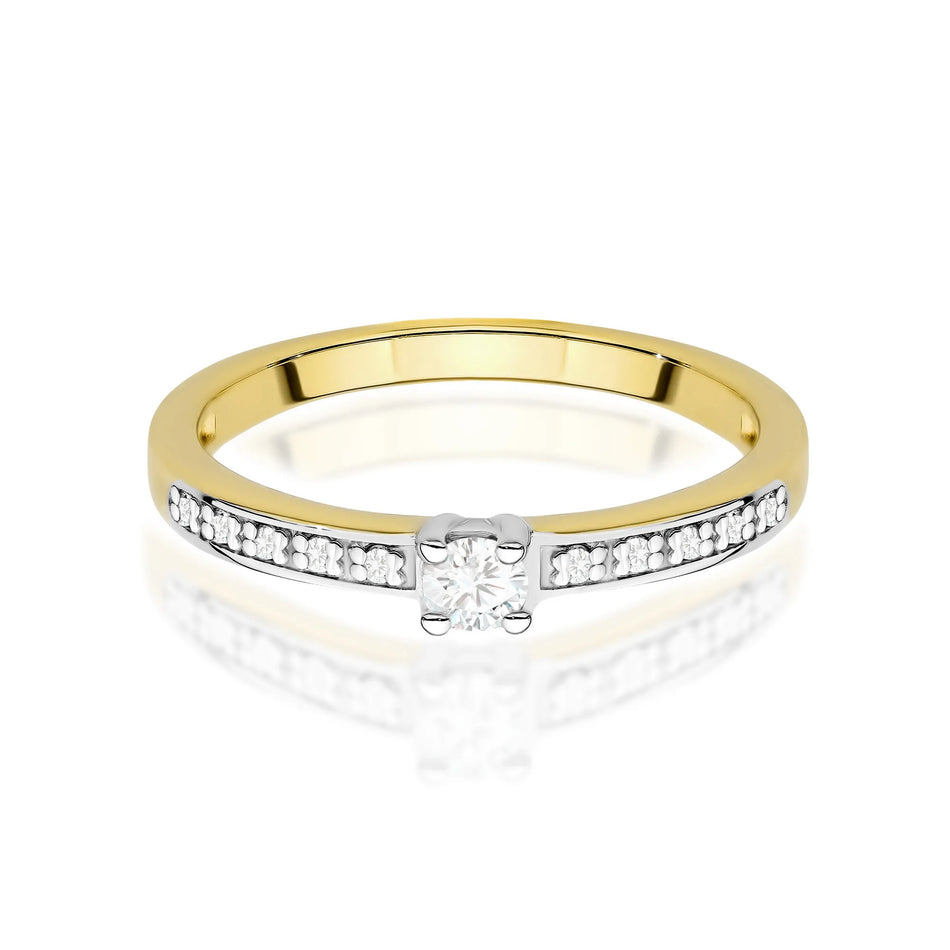 Goldring mit 0,08 ct Labor- und 0,05 ct Labor-Diamanten