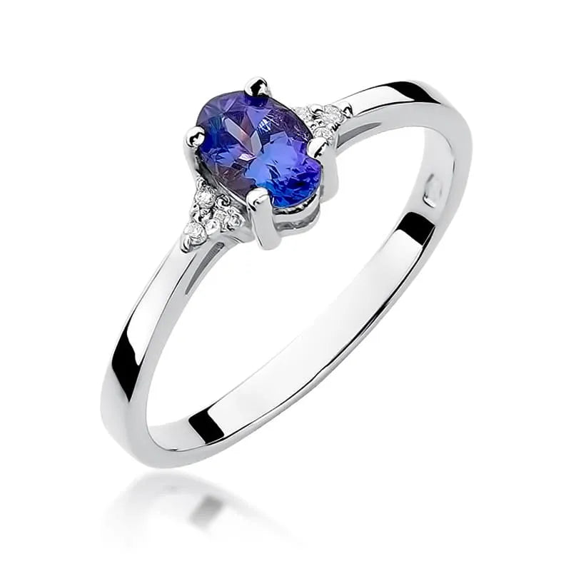 Zlatý prsten s 0,40ct tanzanitem a 0,052ct diamanty