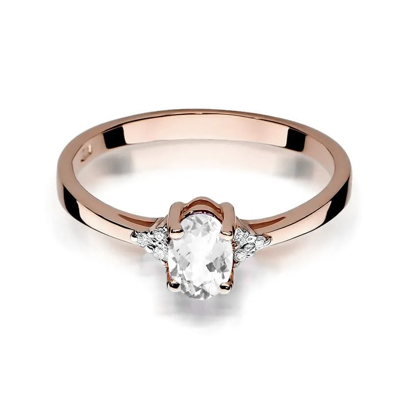 Gold Ring with 0.50ct White sapphire and 0.052ct Diamonds