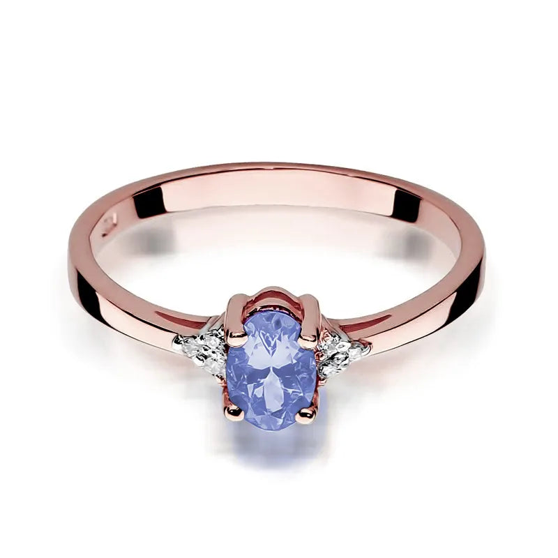 Zlatý prsten s 0,40ct tanzanitem a 0,052ct diamanty