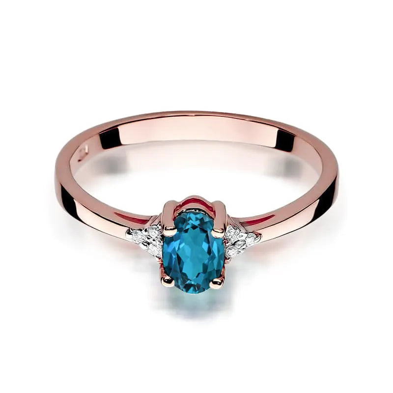 Zlatý prsten s 0,50ct topazem London Blue a 0,052ct diamanty