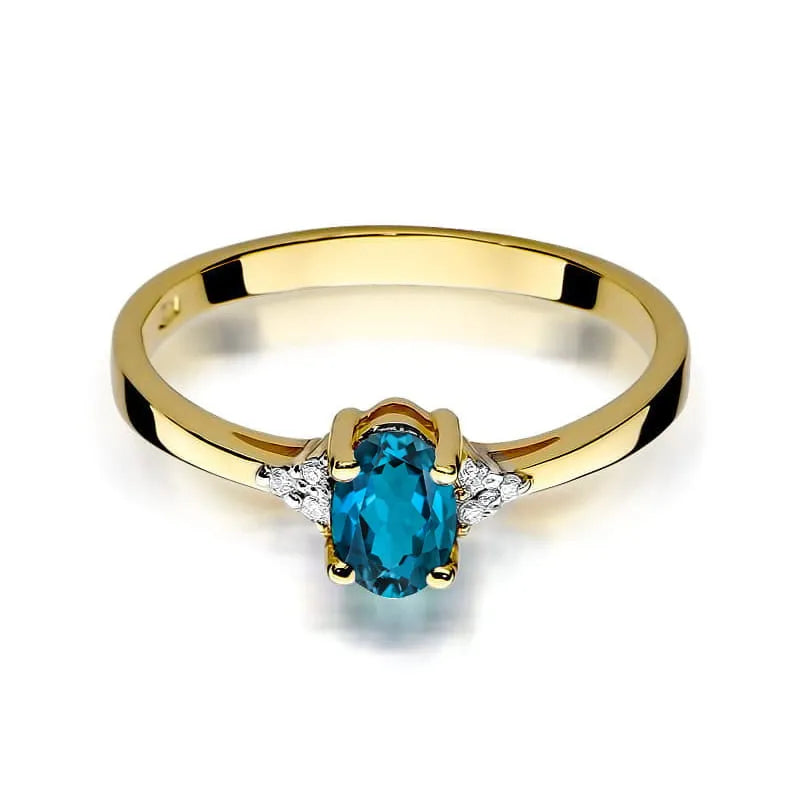 Zlatý prsten s 0,50ct topazem London Blue a 0,052ct diamanty