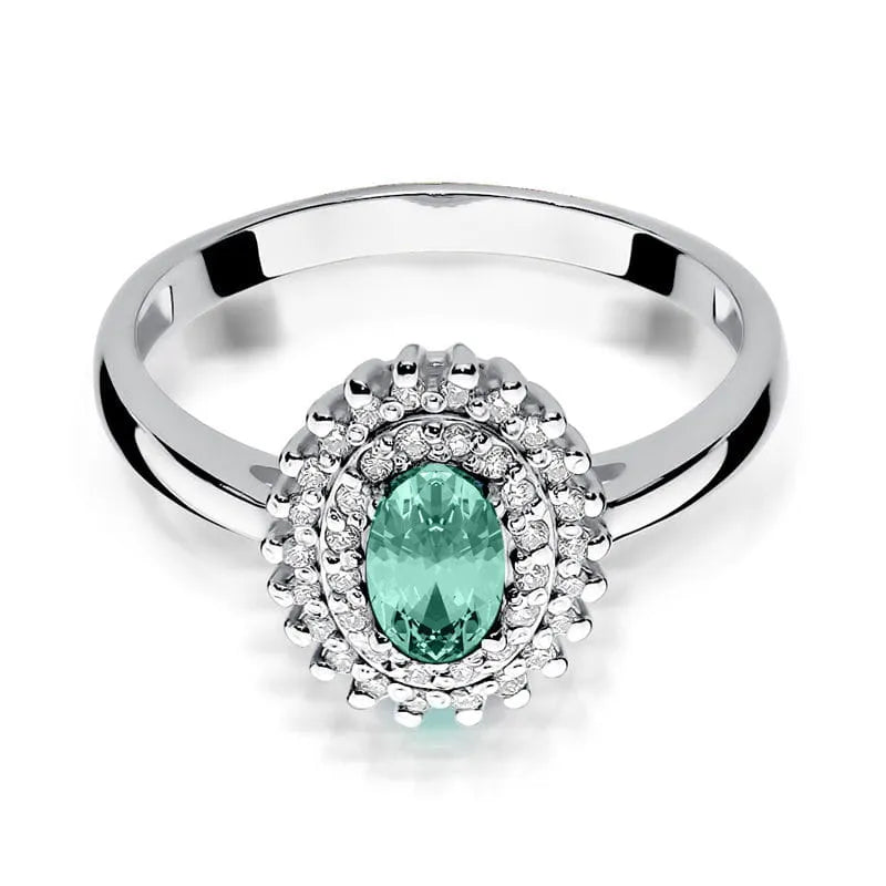 Zlatý prsten se smaragdem 0,40 ct a diamanty 0,195 ct