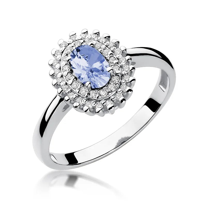 Zlatý prsten s 0,40ct tanzanitem a 0,195ct diamanty