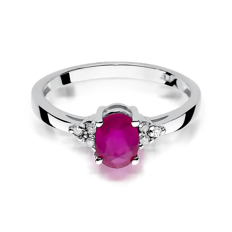 Zlatý prsten s rubínem 1,00 ct a diamanty 0,052 ct