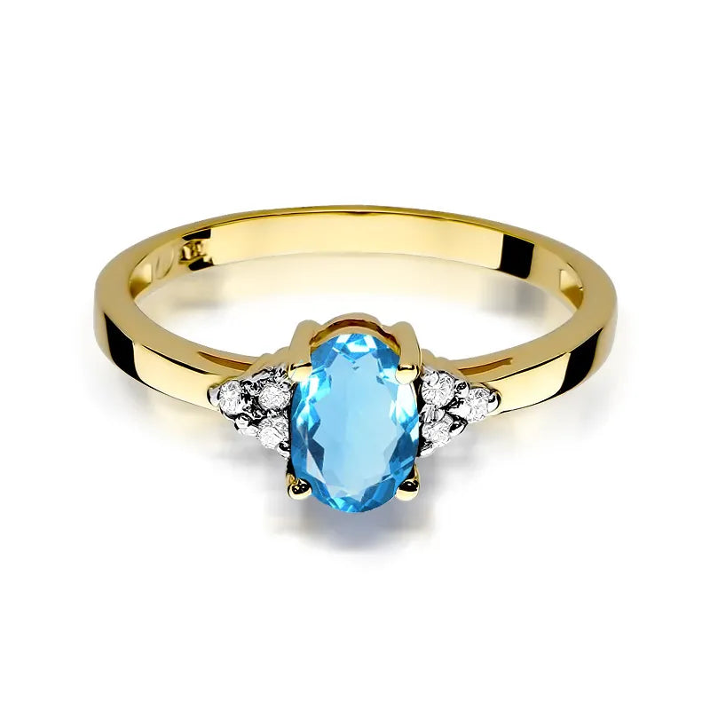 Gold Ring with 0.90ct Topaz and 0.052ct Diamonds