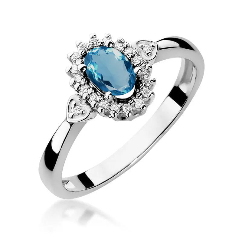 Zlatý prsten s 0,50ct topazem London Blue a 0,10ct diamanty
