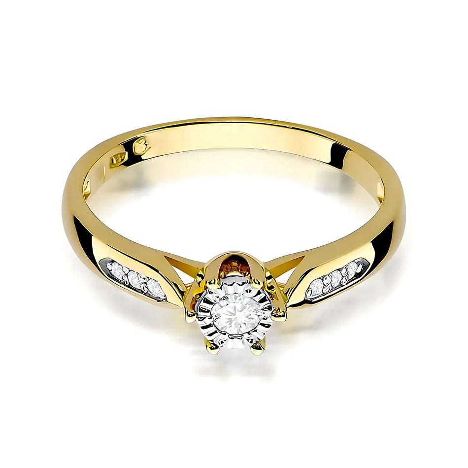 Goldring mit 0,08 ct und 0,052 ct Diamanten