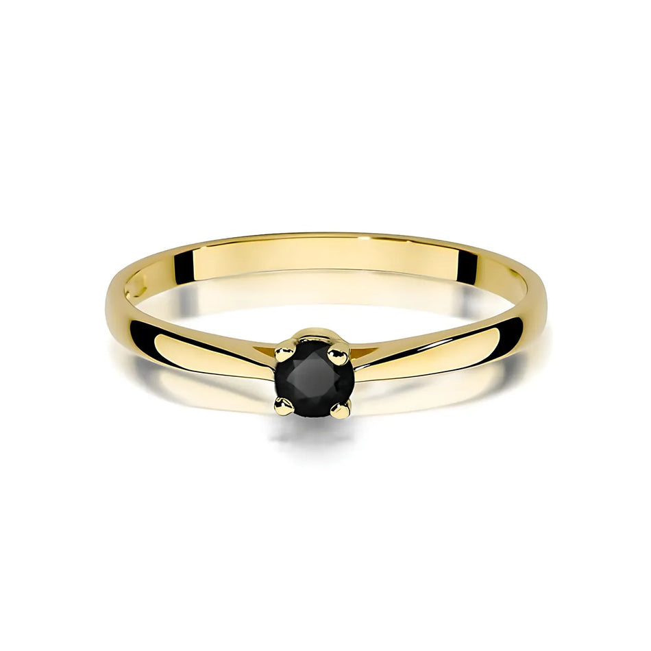 Goldring mit 0,20 ct schwarzem Diamant