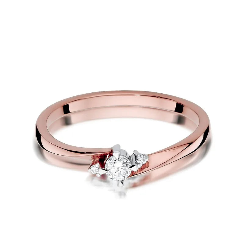 Goldring mit 0,10 ct und 0,017 ct Diamanten