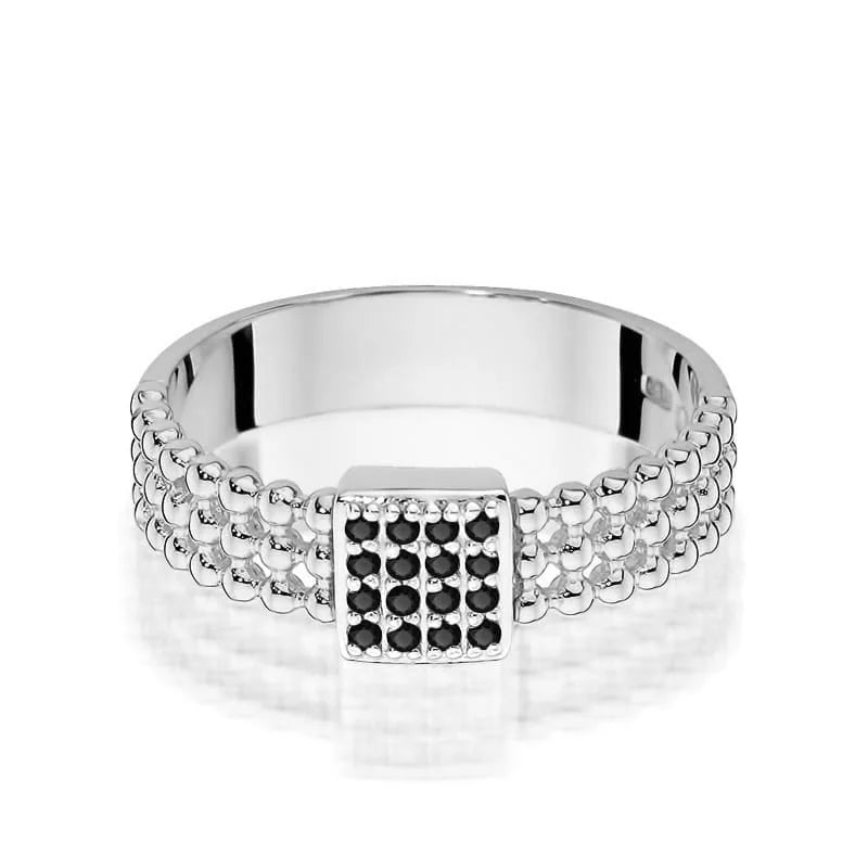 Gold Ring with 0.08ct Black Diamonds