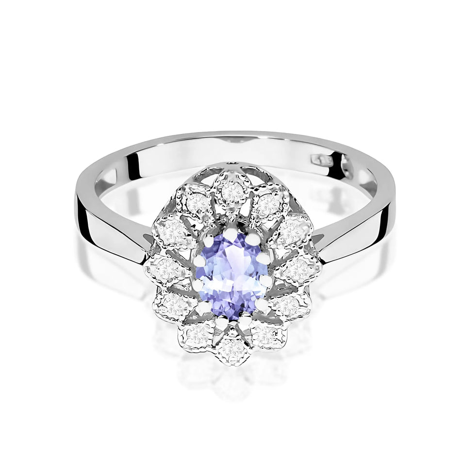Zlatý prsten s 0,40ct tanzanitem a 0,103ct diamanty