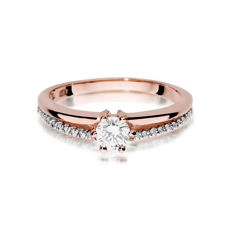 Goldring mit 0,30 ct und 0,10 ct Diamanten