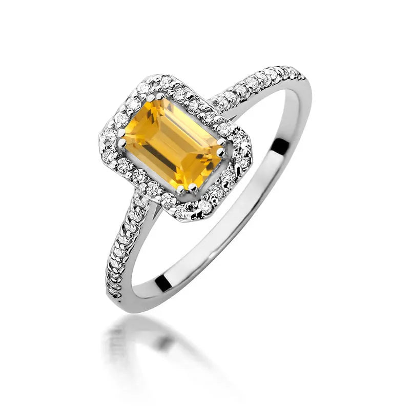 Gold Ring with 0.60ct Citrin and 0.19ct Diamonds