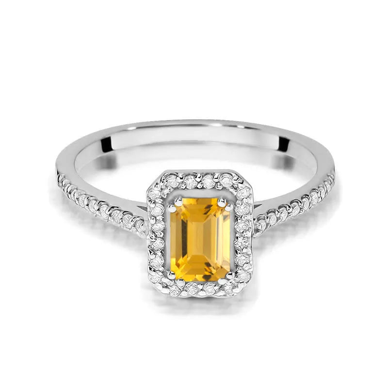 Gold Ring with 0.60ct Citrin and 0.19ct Diamonds