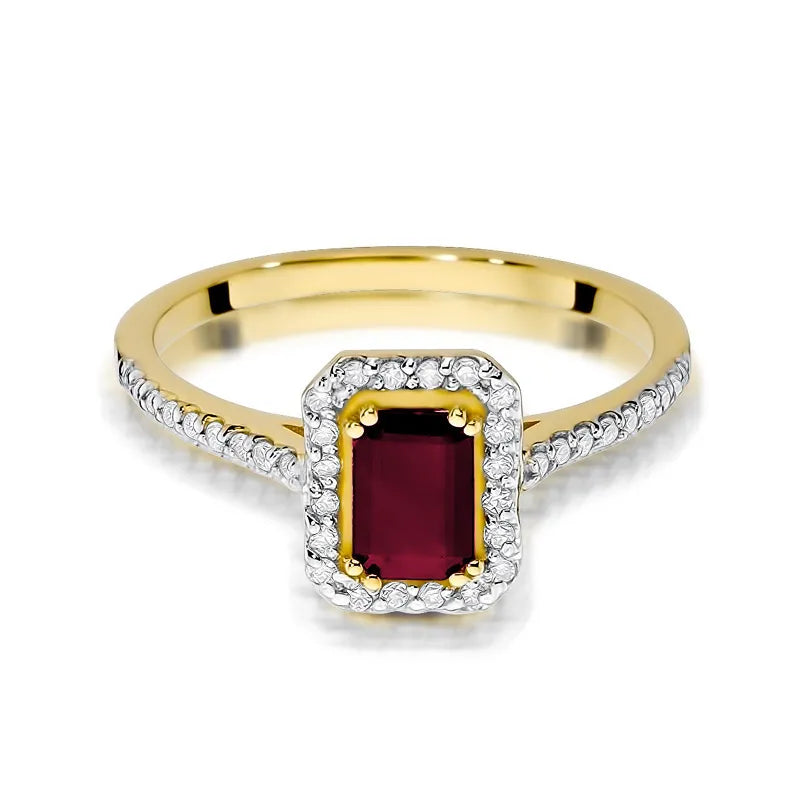 Gold Ring with 0.80ct Ruby and 0.19ct Diamonds