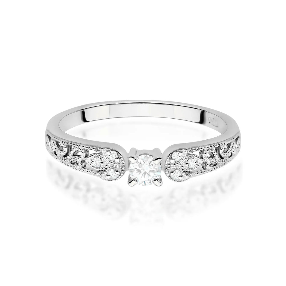 Goldring mit 0,10 ct und 0,03 ct Labor-Diamanten