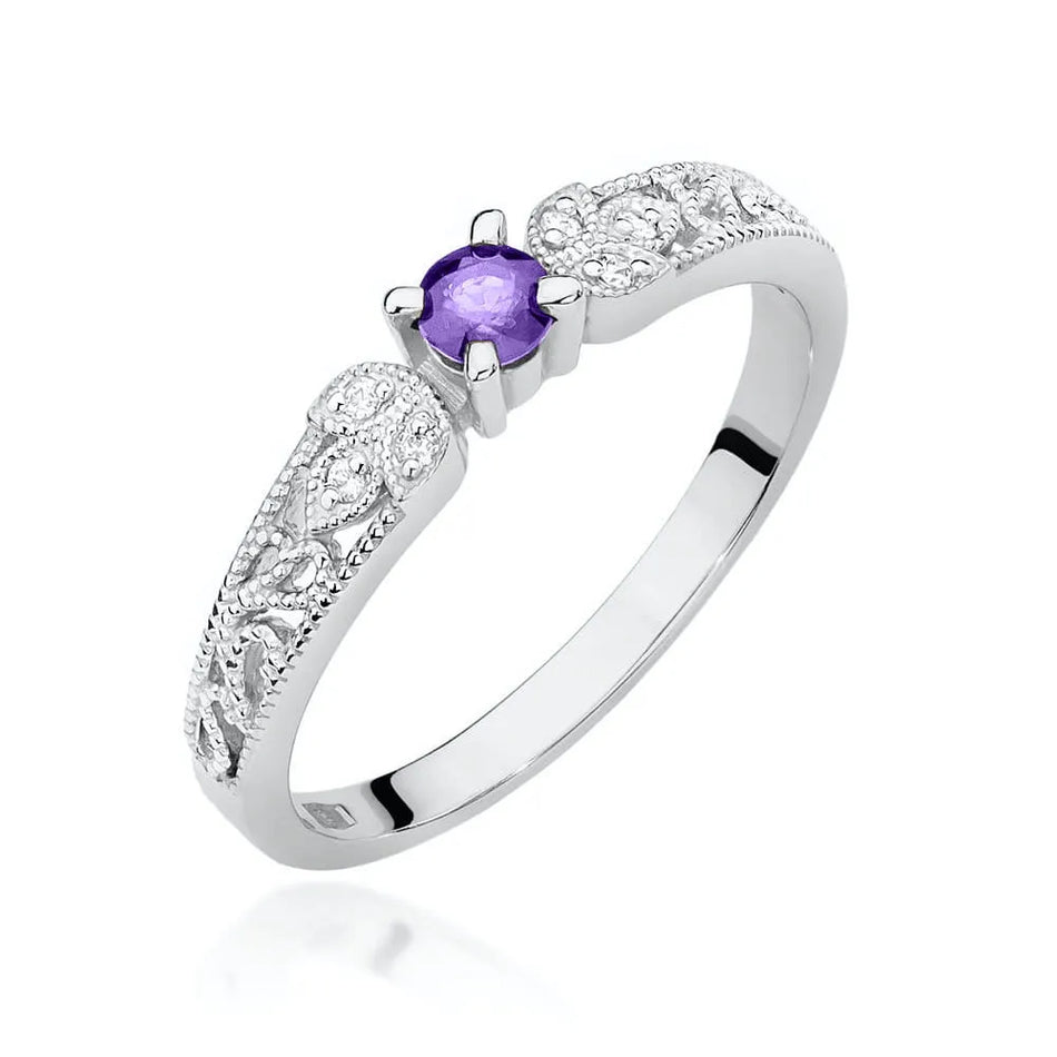 Zlatý prsten s 0.15ct tanzanitem a 0.03ct diamanty