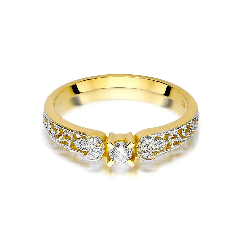 Goldring mit 0,10 ct und 0,03 ct Diamanten