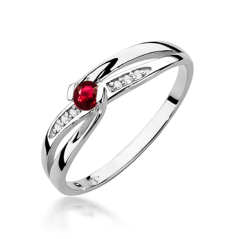 Goldring mit 0,15 ct Rubin und 0,03 ct Diamanten