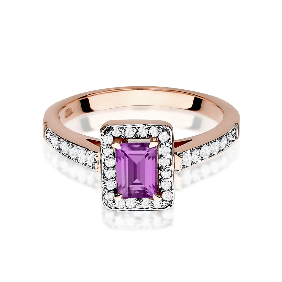 Goldring mit 0,50 ct Amethyst und 0,22 ct Diamanten