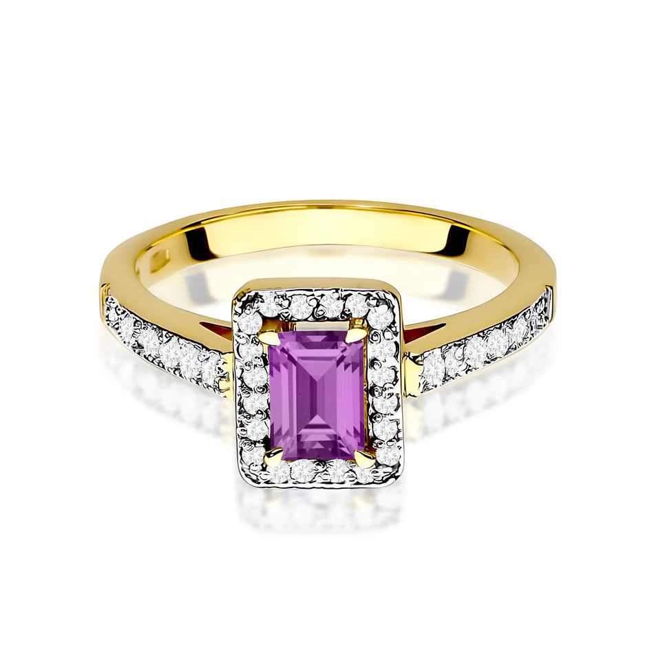 Goldring mit 0,50 ct Amethyst und 0,22 ct Diamanten