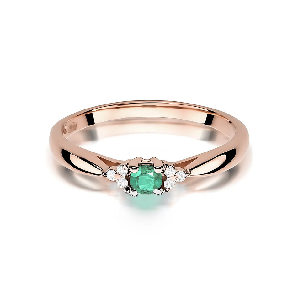 Gold Ring with 0.15ct Emerald and 0.03ct Diamonds