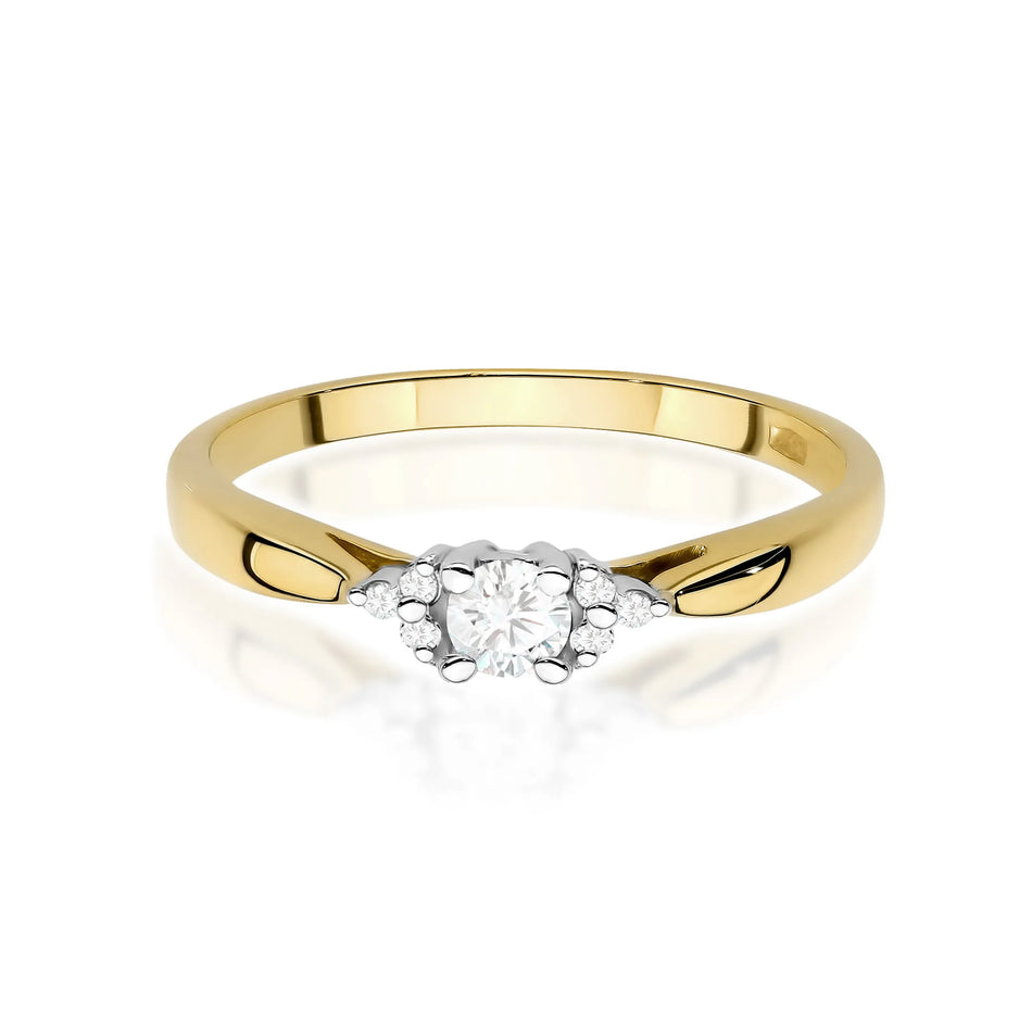 Goldring mit 0,10 ct und 0,03 ct Labor-Diamanten