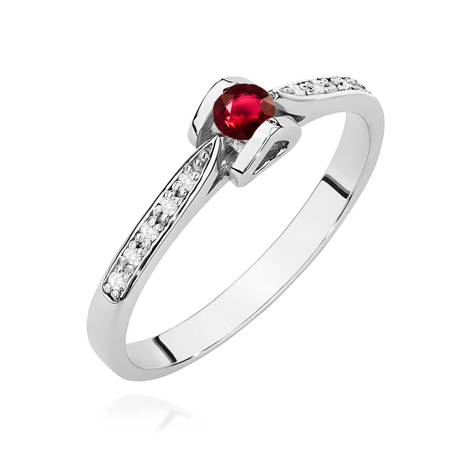 Gold Ring with 0.15ct Ruby and 0.05ct Diamonds